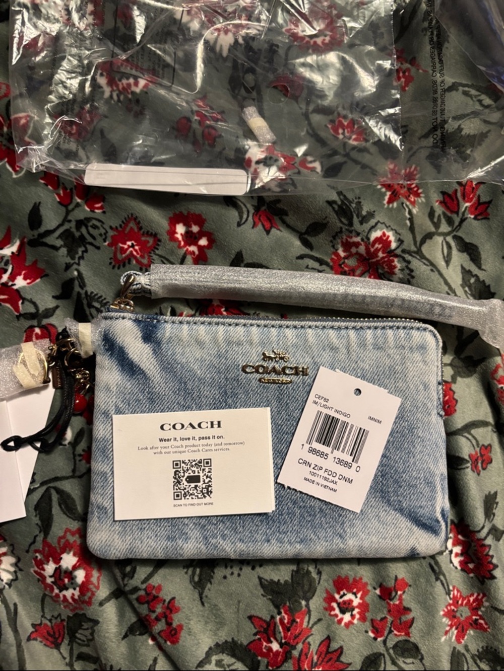 Coach Loved Denim Wristlet With Charms - Picture 2 of 4
